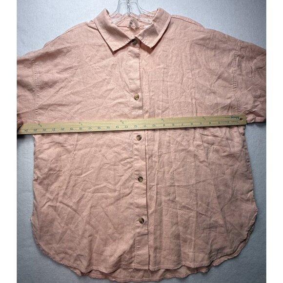 NWT Roxy Morning Time Women's Button Up Shirt Linen Blend Rose Cloud Solid Sz S - Picture 10 of 12